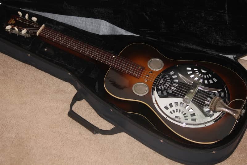 1930s -70s vintage USA Dobro resonator slide guitar nice square neck National with case image 1