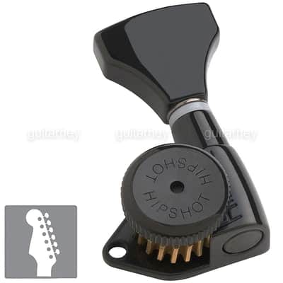 Hipshot Locking Tuners 6 inline LEFT-HANDED Non-Staggered Open-Gear Grip-Locking - BLACK image 6