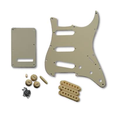 3-Ply Cream Strat Pickguard Kit w/ Knobs, Switches, Pickup Covers (11-Hole) image 2