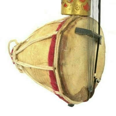 Handmade Ravanahatha Red Black Folk Fiddle Sarangi Ravanhatta Rajasthani Musical String Instrument image 6