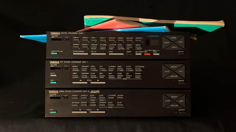 super rare Yamaha half-rack series set: EMT-1 FM Expander Synth, EMT-10 PCM Synth, EMR-1 Digital Rhythm Box, year 1988 image 1
