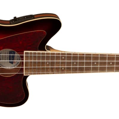 Fender Fullerton Jazzmaster Uke Walnut FB Tortoiseshell Pickguard 3-Color Sunburst image 3
