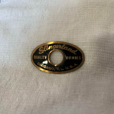 Slingerland Chicago Swirly S Drum Badge 50s era Blk/Gold Near Mint condition! image 3
