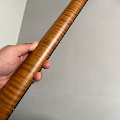 4a  Round End stainless steel 22frets Roasted flame Maple guitar neck 25.5inch hole 10mm  Satin Rosewood fingerboard ，4A Bone nut Stainless steel 22fret satin Roasted Flame Maple electric guitar neck image 2