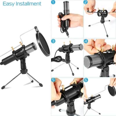 USB Condenser Microphone Kit Cardioid Studio Recording Mic with Tripod & Pop Filter for Podcasting, Streaming & Vocals image 4