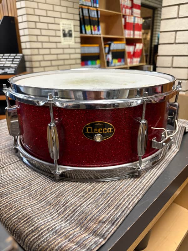 Decca 14x5.5" Snare Drum - Red Sparkle Wrap (1960's-1970's) image 1