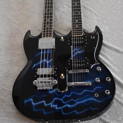 Ibanez 2402 Double Neck Bass / Guitar 1975 Midnight Blue with Lightning image 2