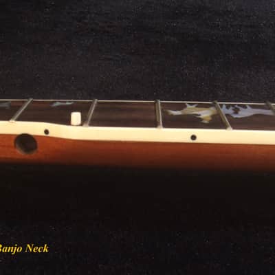 Handcrafted 5 String Banjo Neck, Solid Mahogany & Hard Maple CowBoy Inlay, Heel Carved, Bruce Wei BN-2021 image 6