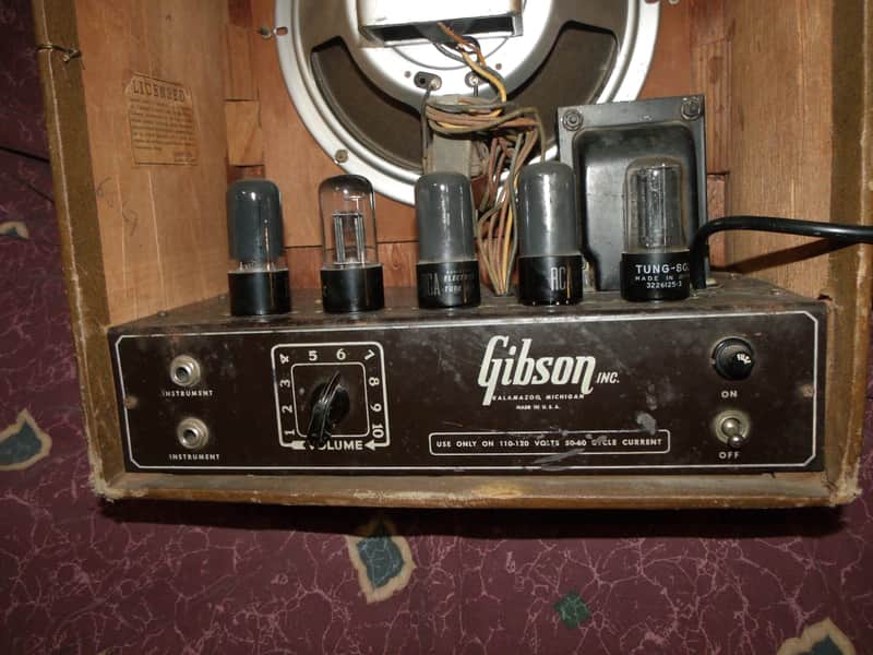 Vintage 1947 Gibson BR-6 Amp 3-prong/caps installed VG image 1