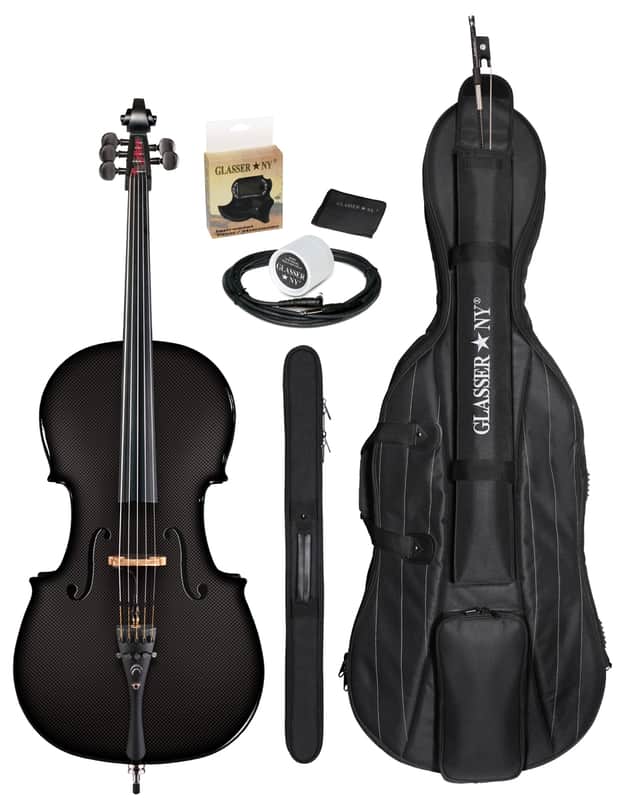 Glasser Carbon Composite Acoustic Electric 5-String Cello Outfit 4/4 size 2020s Black image 1