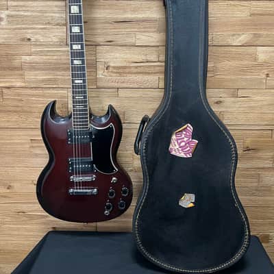 Carlo Robelli SG Style guitar  1970's  MIJ- Red/brown burst w/OHSC image 25