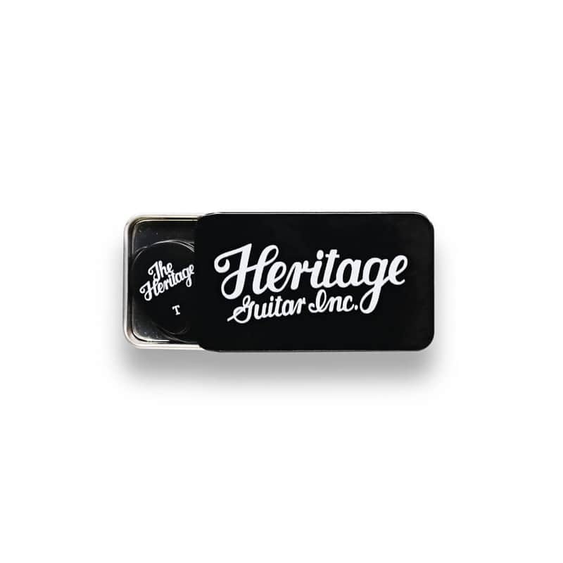 Heritage Guitars 347 Shape Celluloid Black Vintage Guitar Pick, Thin, 12 Stück im Zinn-Etui black image 1