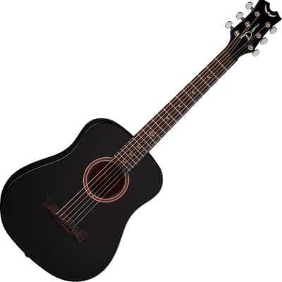 Dean Flight Mahogany Travel BKS Black Satin Acoustic Guitar Bundle w/Bag, Tuner, and Cloth image 2