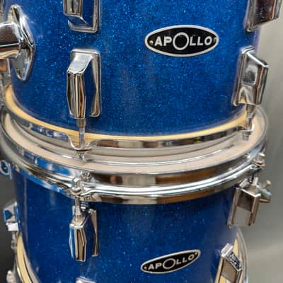 Vintage Apollo 1960s-1970s Drum Kit 5pc Set Import Blue Sparkle Toms Snare Kick image 9