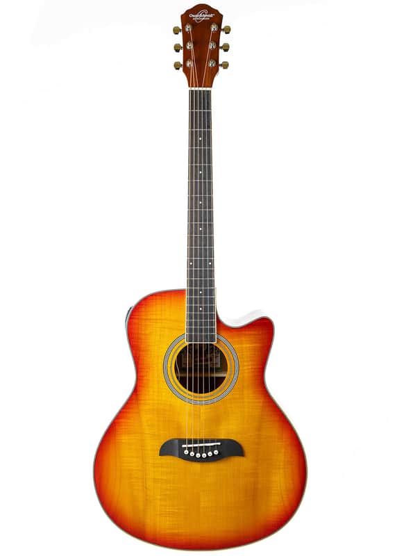 Oscar Schmidt OA10CE Mini Auditorium Acoustic-Electric Guitar - Spalted Maple image 1