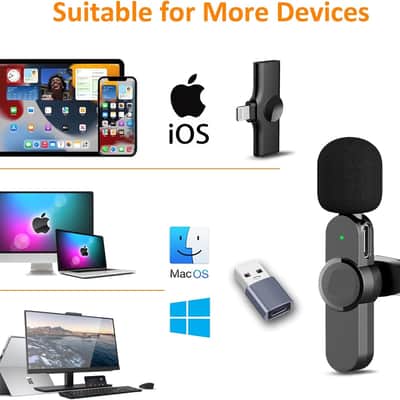 Wireless lavalire Microphone, Clip on Microphones, Hi-Fi Audio, Wireless Mic A3, for iPhone 7-14, Laptop, Zoom Meeting, Video Recording, tiktok image 2