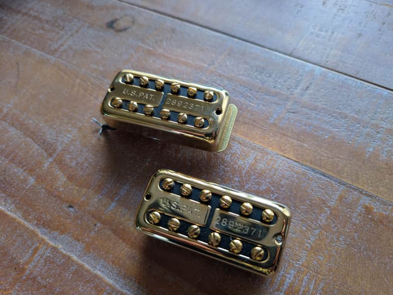 Gretsch Filtertron Humbucker Guitar Pickup Set Gold Excellent But Short Leads image 1