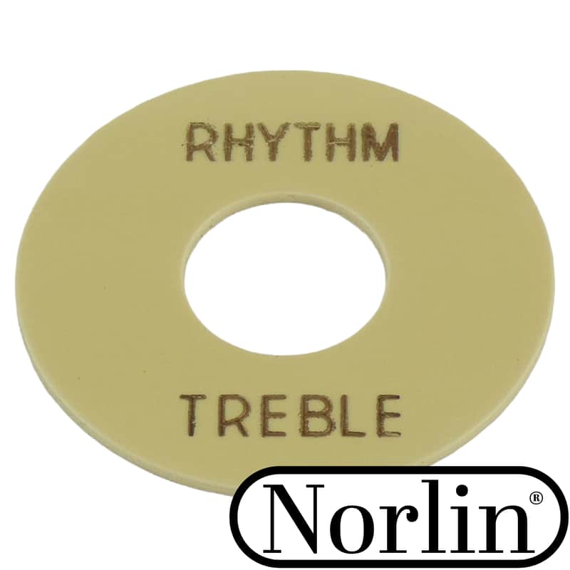 Norlin Historic 3-Way Toggle Switch Washer "Poker Chip" (Rhythm/Treble) for Gibson® Guitars-Cream w/ Gold Text image 1