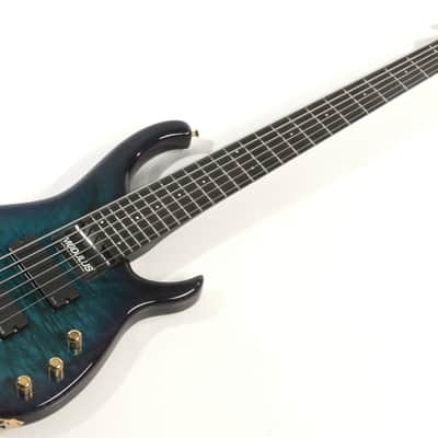 1995 Modulus Quantum Bass Q6 Green Blue Burst 6 String Bass image 2