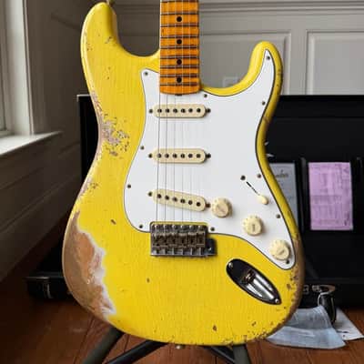 2026 Fender Custom Shop ‘69 Stratocaster SR25 Heavy Relic Matching Reverse Headstock - Aged Canary Yellow image 3