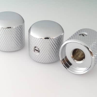True Custom Shop® 3 Pack Brass Chrome Dome Knobs w/h Set Screw for Fender P Bass Precision Bass image 2