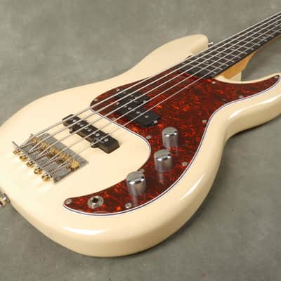 Harley Benton PJ-75 5-String Bass Guitar - White - 2nd Hand image 10