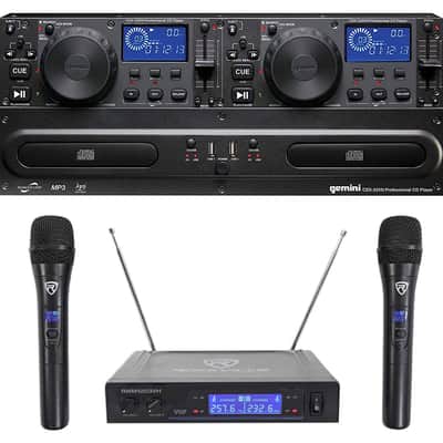 Gemini CDX-2250i DJ Dual Two Deck CD/MP3 Media Player+Dual Wireless Mics image 1