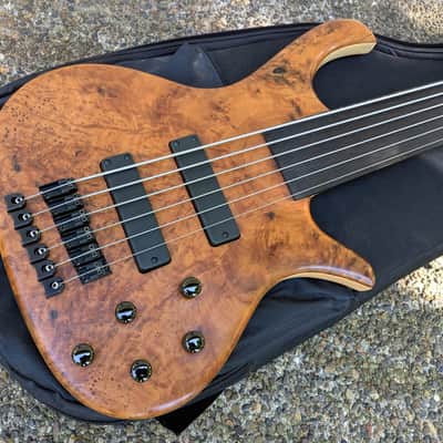 HUMAN BASE Germany Jonas Fretless 6-String Bass - Exhibition Grade Walnut Burl, AAA Flame Maple! image 3