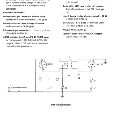 24v or 17.5v microphone phantom supply runs on 24vdc or two 9v batt PH-1A image 1