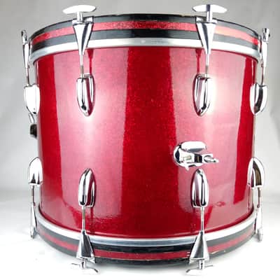 Slingerland 20,12,14" Modern Jazz Drum Set Red Sparkle Sound King Vintage 60-70s image 17