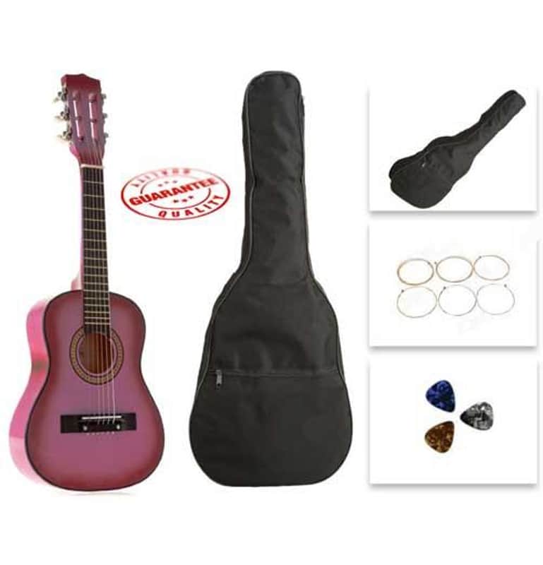 Star Kids Acoustic Toy Guitar 31 Inches Pink with Bag, Strings & Picks image 1