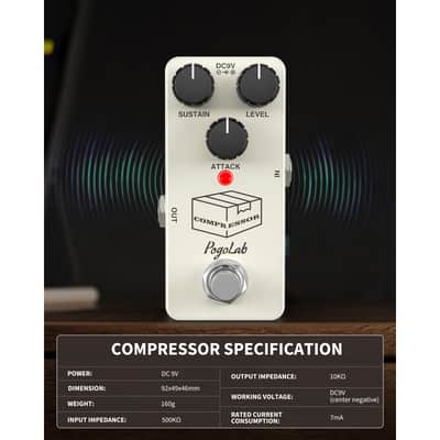 POGOLAB Compressor Guitar Effect Pedal True Bypass Sustain Level DC 9V image 2
