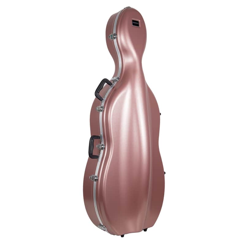 Crossrock 3/4 and 4/4 Size Cello Case | ABS Molded Hardshell with Wheels, Accessory Pocket, 2 Bow Holders, Security Lock, and Detachable Straps-Rose Gold image 1
