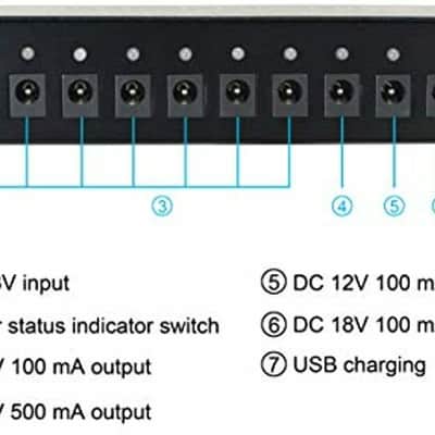 Rowin PW-1 Power Supply + USB 10 Isolated DC Output for 9V/12V/18V Guitar Bass Effect Pedals image 4