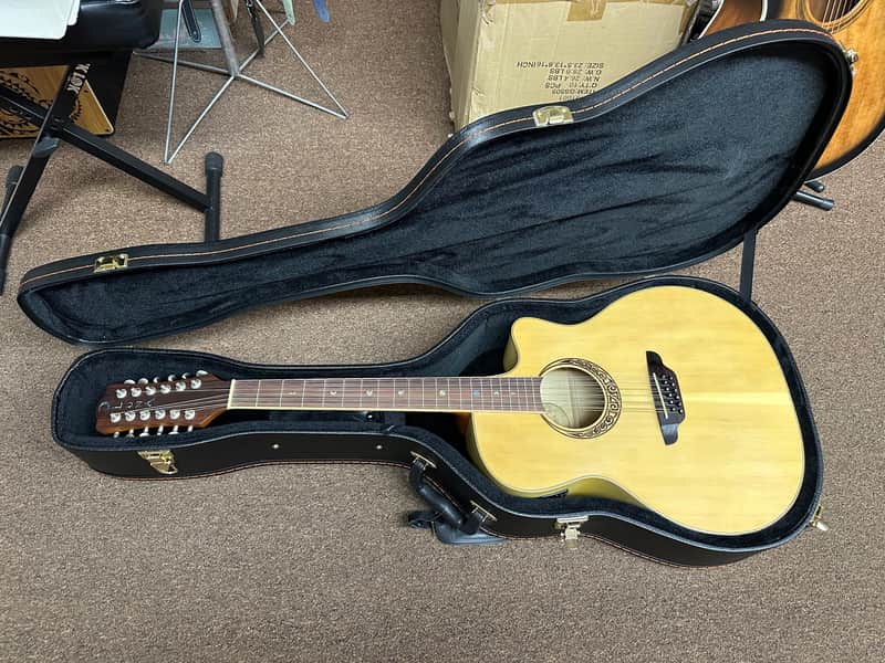 LUNA Muse Grand Auditorium Cutaway acoustic electric 12-String GUITAR w/ Hard Case image 1