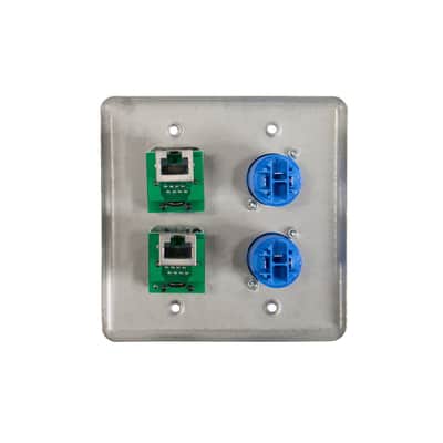 OSP Quad Wall Plate 2 RJ45 Tactical Ethernet Pass-through & 2 Powercon A Blue image 2