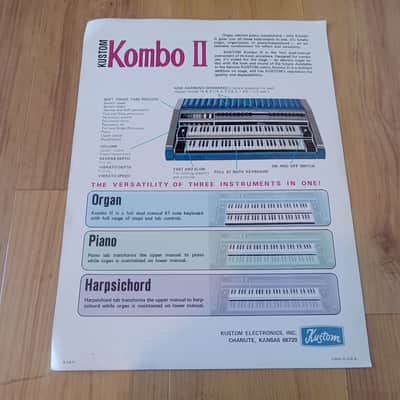 Vintage 1960's Kustom Kombo II Organ / Piano Tuck and Roll Flyer! Rare, Original Case Candy, Paperwork! image 2