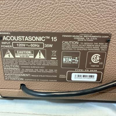 Fender Acoustasonic 15 15W 1x6 Acoustic Guitar/Vocal Combo Amp Recent Production image 8