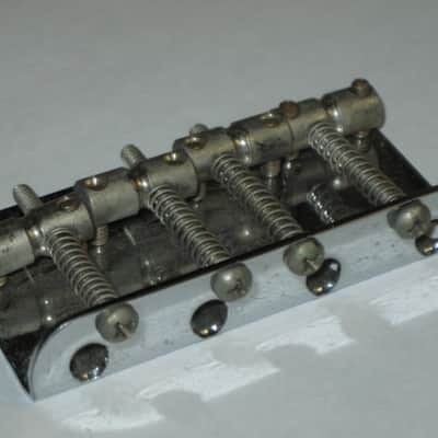 used lightly relic'd Fender Mexican P Bass Vintage Style BRIDGE full assembly Chrome (from 1994) also included is a used set of D'Addario bass strings image 7