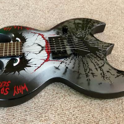 Handpainted Joker Batman Bat shape Brownsville Guitar image 4