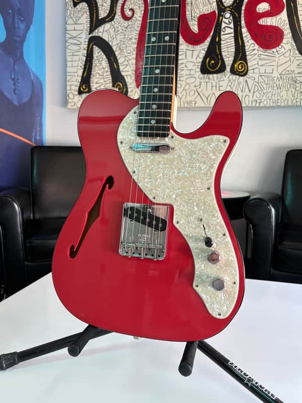 Fender Limited Edition thinline telecaster - fiesta red and white image 1