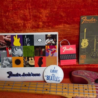 Fender  Telecaster Bass Pink Paisley Solid Body Electric Bass Guitar (1968), ser. #251376, original black tolex hard shell case. image 11