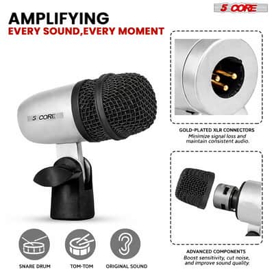 5 Core Conga Mic Snare Tom Set Professional XLR Cardioid Unidirectional Instrument Microphone Kit image 4
