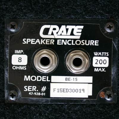 Crate BE-15 200 W 8ꭥ 1x15' Bass Reflex Cabinet, Black Carpet Covering, 1991 image 2