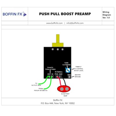 Boffin FX Push Push Boost V2 Electric Guitar Onboard Effect Preamp +20 dB Gain 9V Battery Upgrade Component image 9