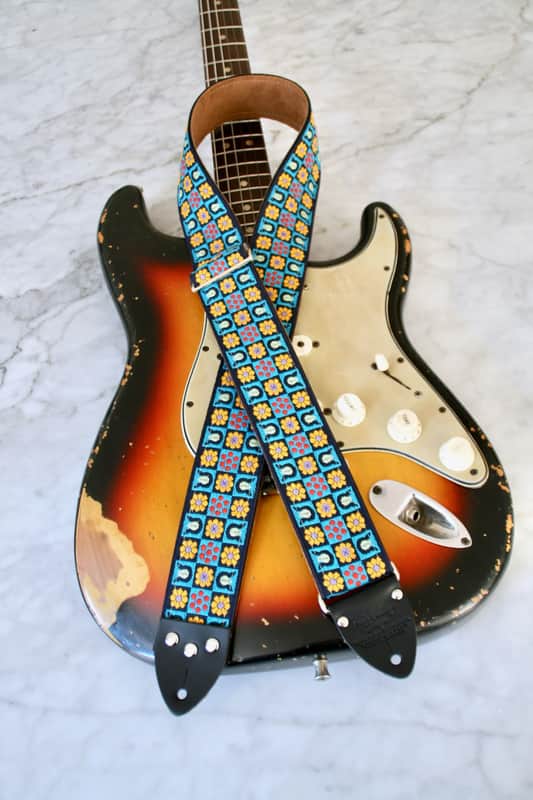 Tom's Vintage Straps Turquoise 'Stella' Guitar/Bass Hippie Strap 2026 image 1