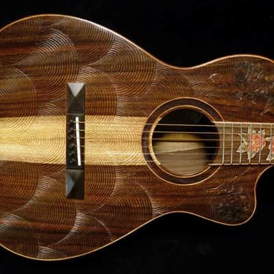 Blueberry Handmade Parlor Guitar Floral Motif image 5