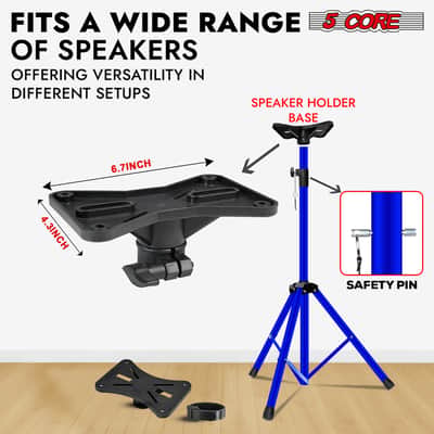 5 Core Speaker Stand Height Adjustable 72" Heavy Duty PA DJ Tripod Studio Monitor Stands image 3