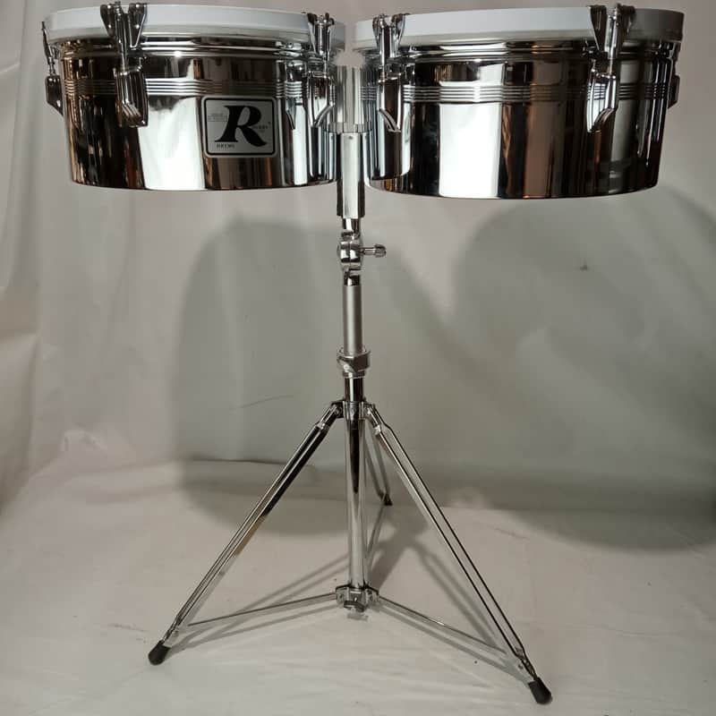 Rogers COB Timbales NOS-OG-Box 6.5"x13/14"+Big R Stand+Cowbell Mount Brass Drums image 1