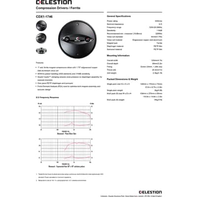 Celestion cdx1-1746 1 Inch 40w PA HF Horn Driver Tweeter 8 ohm B-52 image 2
